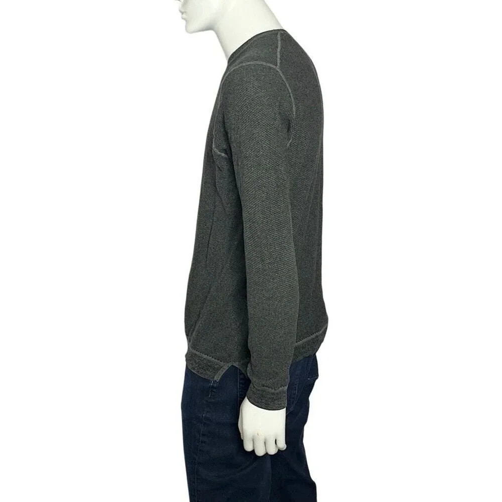 Tommy Bahama Sweater‎ Mens Large Gray Cotton Textured V-Neck Long Sleeve EUC